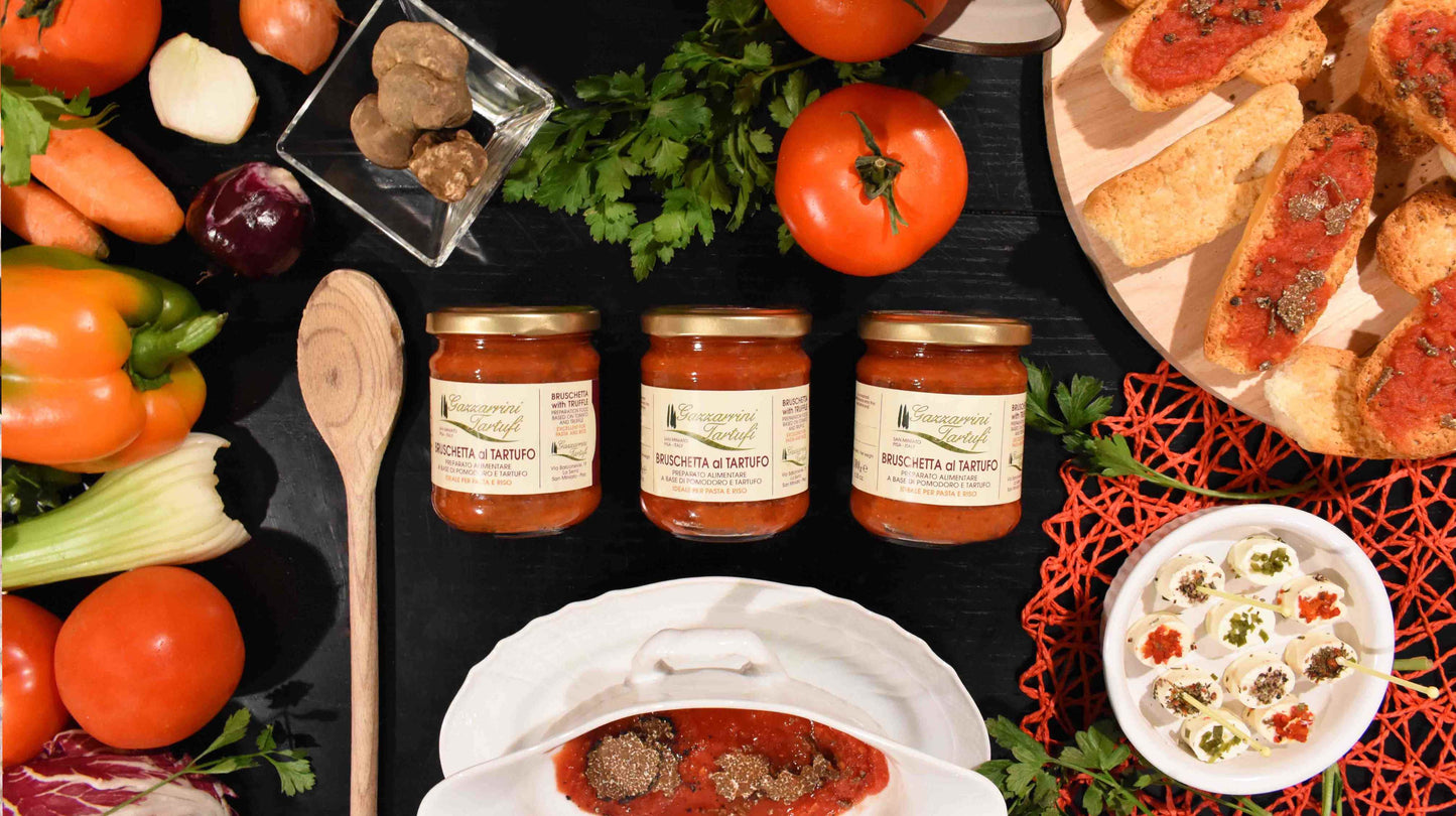 Trüffel-bruschetta – tomatenaufstrich mit schwarzem trüffel – 180 g